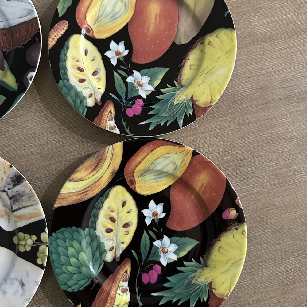 Tropical Fruit Design Richard Limoges France Ceramic Plate Set of 6 - Picture 3 of 7